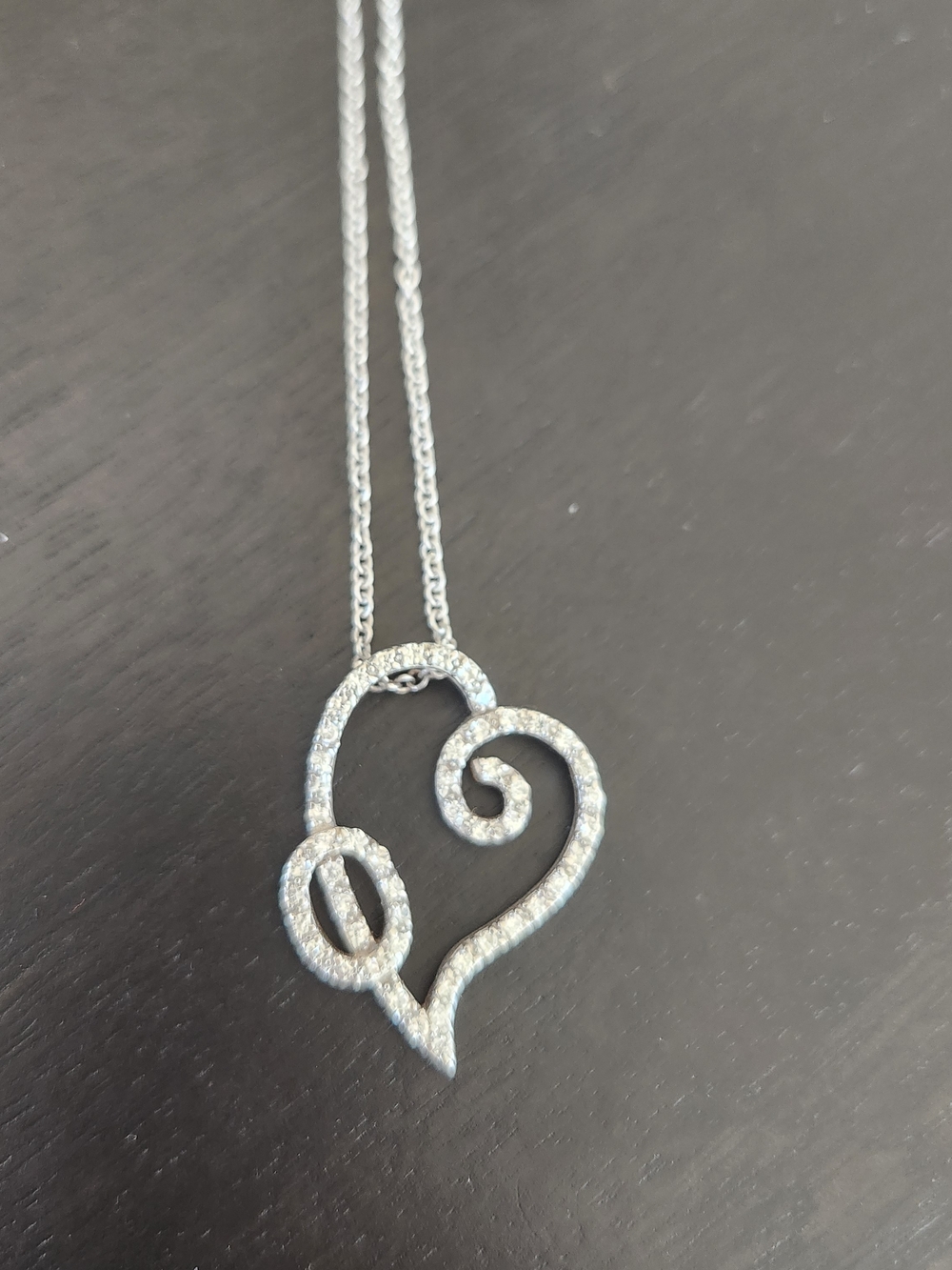 Sterling Heart Swirl Pendant Necklace - CZ